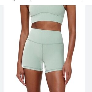 Zulu & Zephyr tallow green 4" biki short stripe rib nwt sz 6